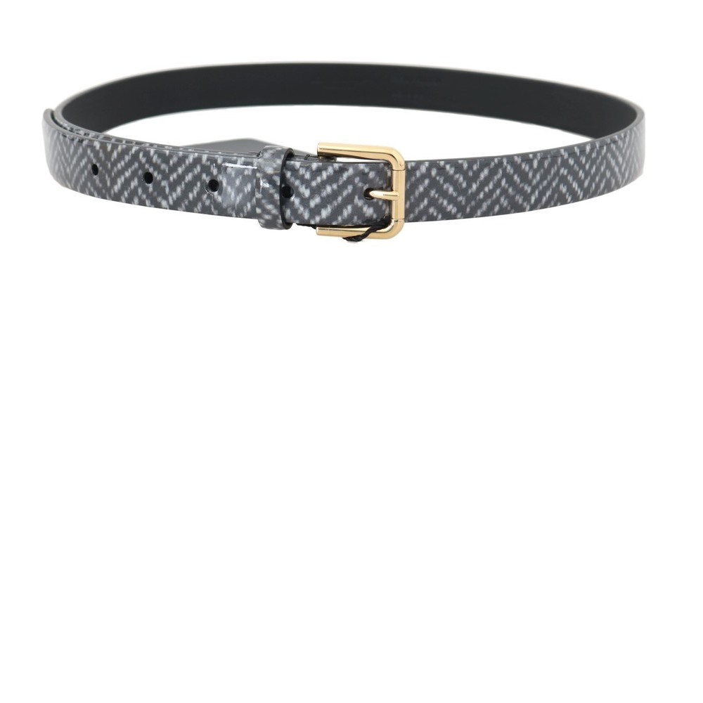 Dolce & Gabbana Black White Chevron Pattern Leather Belt - Picture 3 of 6